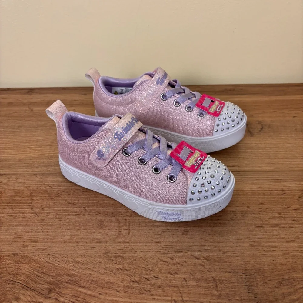 SKECHERS Twinkle Toes Light Up Sneaker Pink Kids Size 13 Low Top Glitter Sparkle